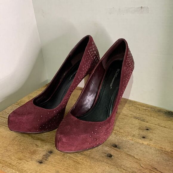 BCBGeneration studded party pumps maroon high heels glam runway - Picture 11 of 11